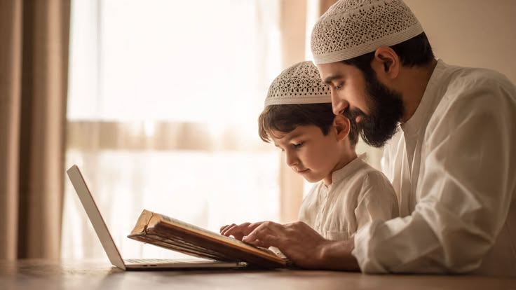 Child reciting Quran with a teacher